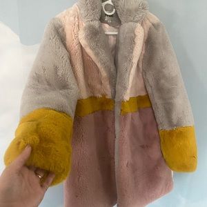 Apparis Faux Fur Pastel Colorblock Coat